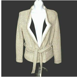 IRO Paris Sz 8 Wool Blend Leather Trim Cream Black